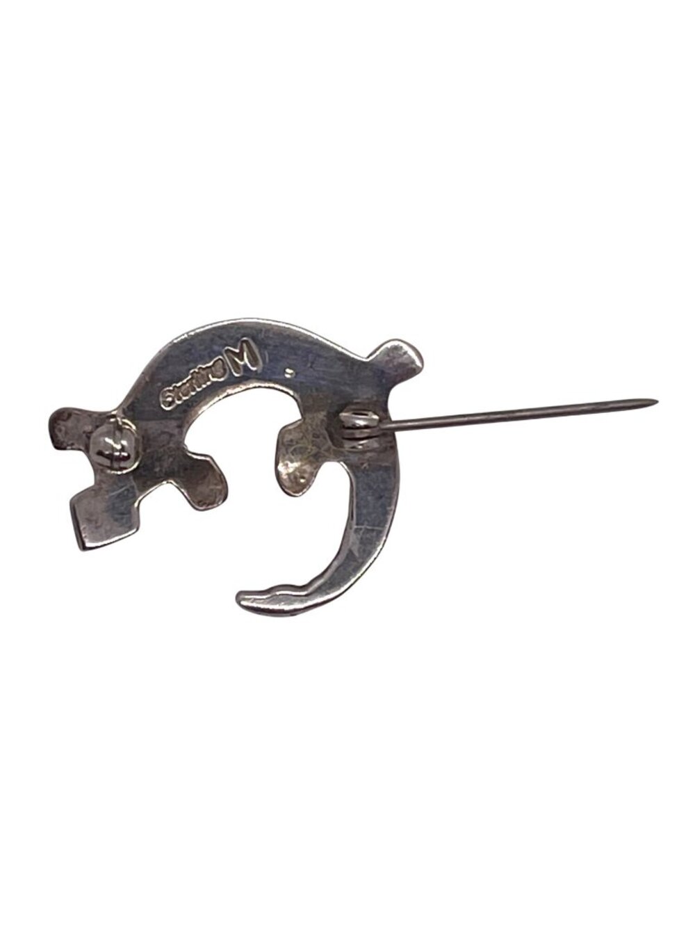 Vintage Navajo Wilbur Muskett Jr Sterling Silver Inlay Lizard Gecko Pin Brooch - Picture 5 of 9